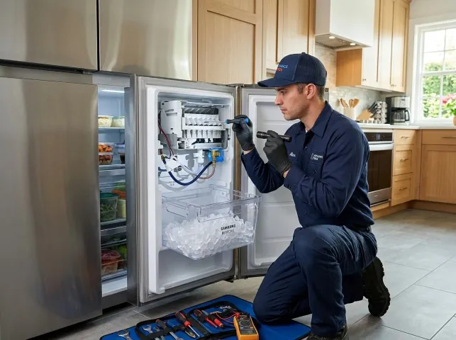 Appliance Repair Hero technician repairing a refrigerator ice maker in Cabot, AR